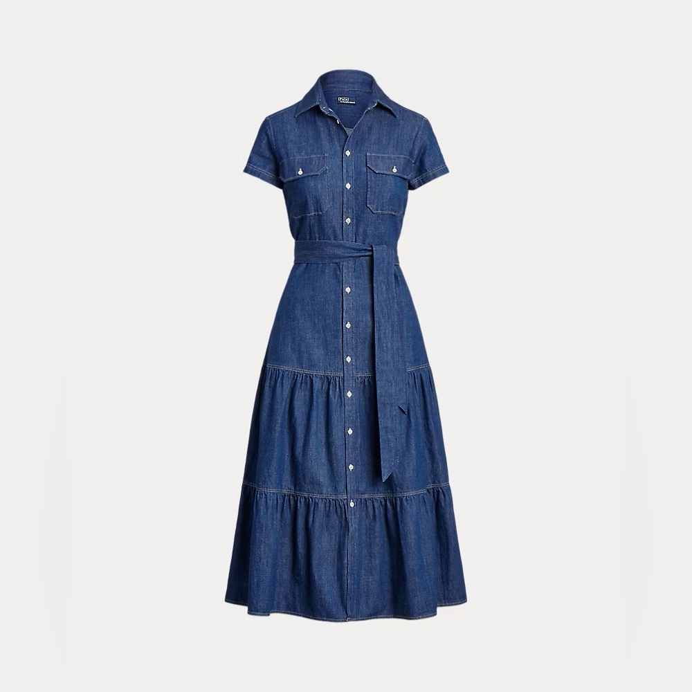 Polo Ralph Lauren Belted Tiered Denim Shirtdress (NWOT)